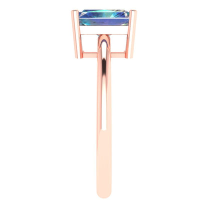 1.75 cttw Blue Moissanite Solitaire  Engagement Ring - Solid Gold (Radiant Cut,7.5x5.5mm)