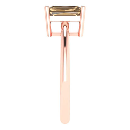 1.75 cttw Zirconia Simulated Champagne Diamond Solitaire  Engagement Ring - Solid Gold (VVS1, Radiant Cut,7.5x5.5mm)