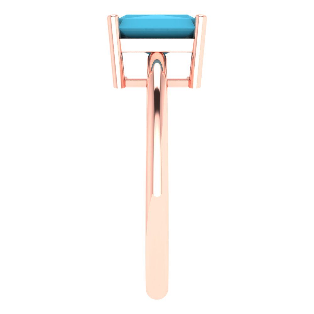 1.75 cttw Simulated Turquoise Solitaire  Engagement Ring - Solid Gold (Radiant Cut,7.5x5.5mm)