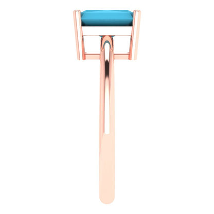 1.75 cttw Simulated Turquoise Solitaire  Engagement Ring - Solid Gold (Radiant Cut,7.5x5.5mm)