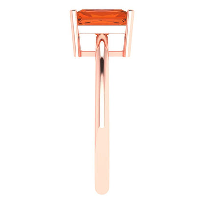 1.75 cttw Zirconia Simulated Red Diamond Solitaire  Engagement Ring - Solid Gold (VVS1, Radiant Cut,7.5x5.5mm)