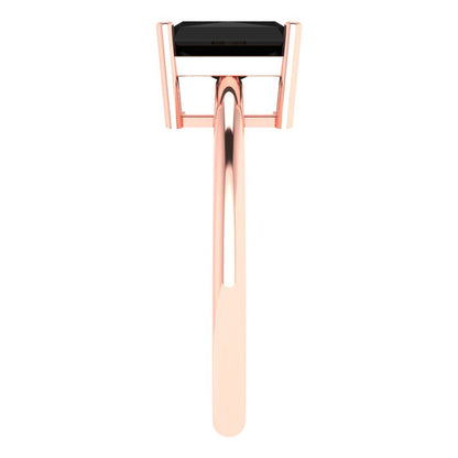 1.75 cttw Natural Onyx Solitaire  Engagement Ring - Solid Gold (Radiant Cut,7.5x5.5mm)