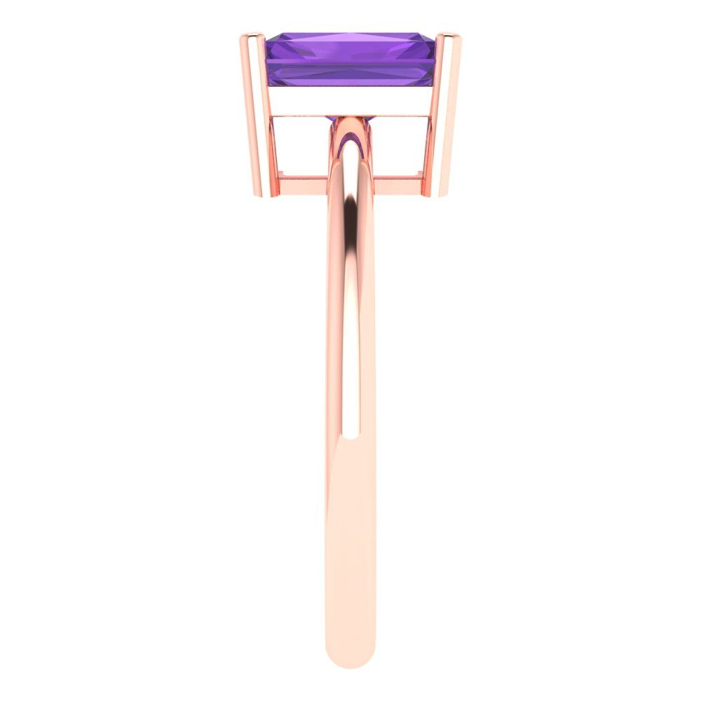 1.75 cttw Natural Amethyst Solitaire  Engagement Ring - Solid Gold (Radiant Cut,7.5x5.5mm)