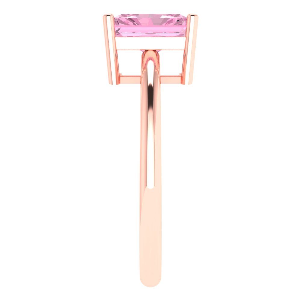 1.75 cttw Zirconia Simulated Pink Diamond Solitaire  Engagement Ring - Solid Gold (VVS1, Radiant Cut,7.5x5.5mm)