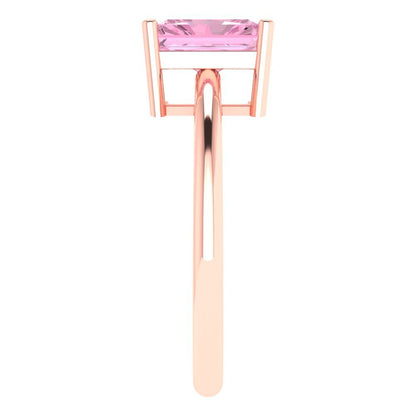 1.75 cttw Zirconia Simulated Pink Diamond Solitaire  Engagement Ring - Solid Gold (VVS1, Radiant Cut,7.5x5.5mm)