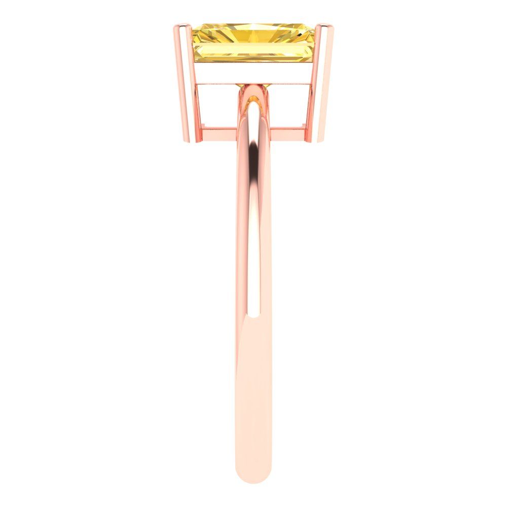 1.75 cttw Zirconia Simulated Yellow Diamond Solitaire  Engagement Ring - Solid Gold (VVS1, Radiant Cut,7.5x5.5mm)