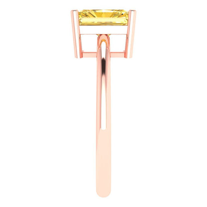 1.75 cttw Zirconia Simulated Yellow Diamond Solitaire  Engagement Ring - Solid Gold (VVS1, Radiant Cut,7.5x5.5mm)