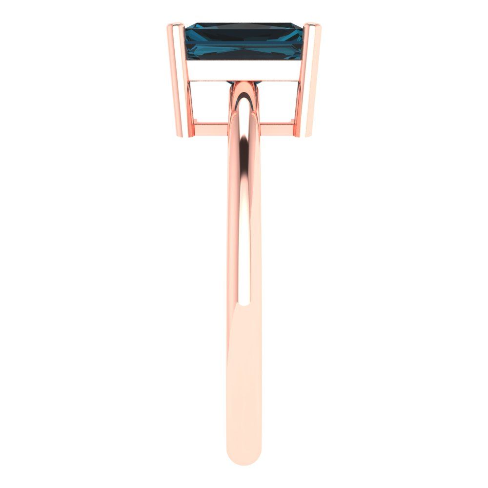 1.75 cttw Natural London Blue Topaz Solitaire  Engagement Ring - Solid Gold (Radiant Cut,7.5x5.5mm)