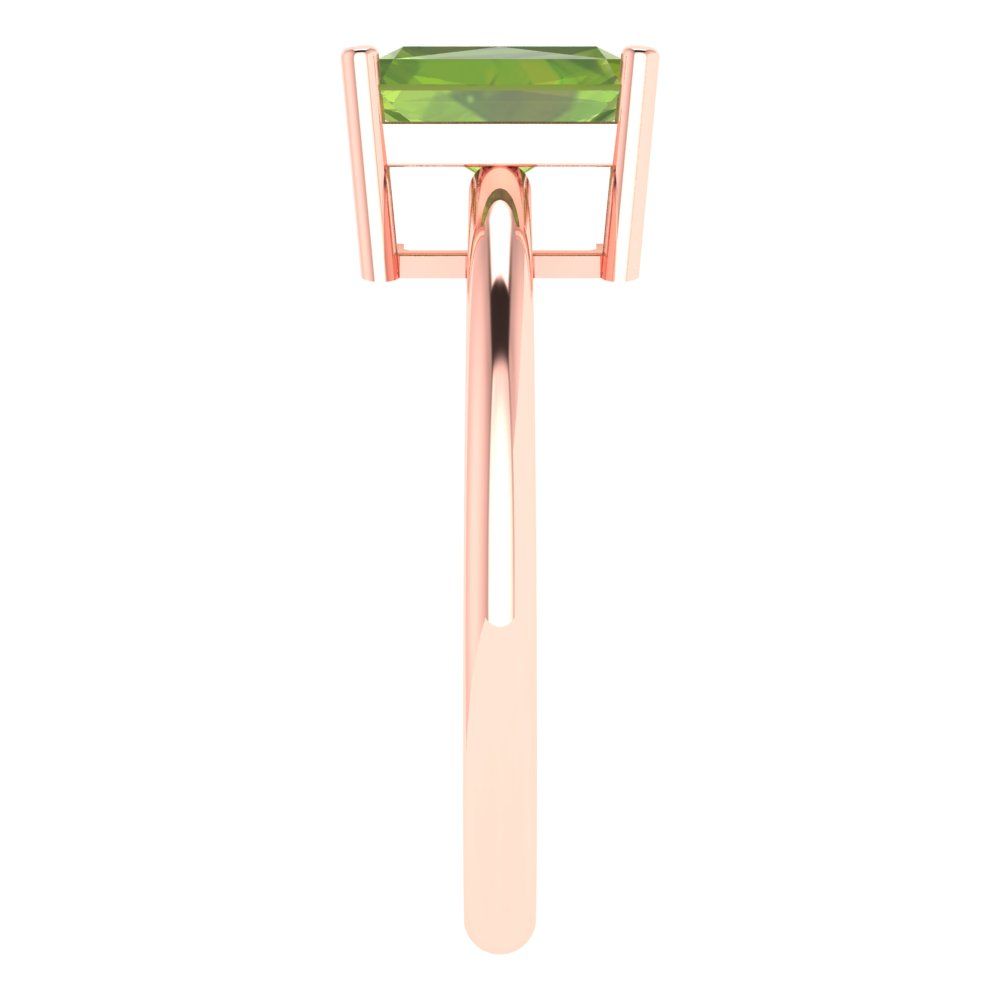 1.75 cttw Natural Peridot Solitaire  Engagement Ring - Solid Gold (Radiant Cut,7.5x5.5mm)