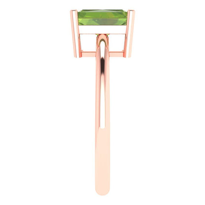 1.75 cttw Natural Peridot Solitaire  Engagement Ring - Solid Gold (Radiant Cut,7.5x5.5mm)
