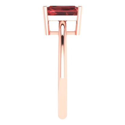 1.75 cttw Natural Garnet Solitaire  Engagement Ring - Solid Gold (Radiant Cut,7.5x5.5mm)