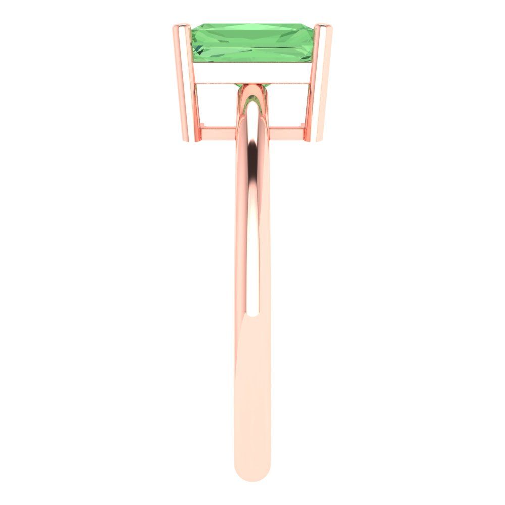 1.75 cttw Zirconia Simulated Green Diamond Solitaire  Engagement Ring - Solid Gold (VVS1, Radiant Cut,7.5x5.5mm)