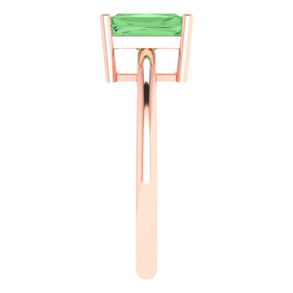 1.75 cttw Zirconia Simulated Green Diamond Solitaire  Engagement Ring - Solid Gold (VVS1, Radiant Cut,7.5x5.5mm)