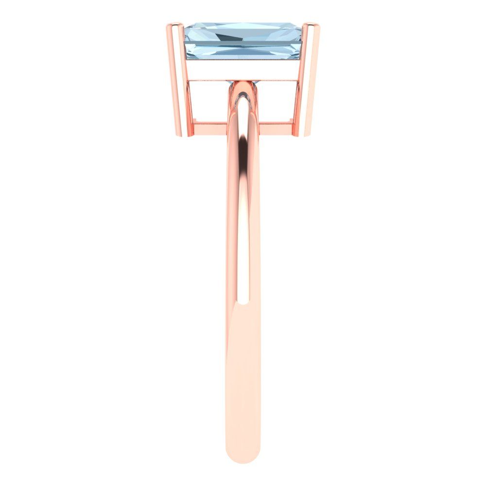 1.75 cttw Zirconia Simulated Blue Diamond Solitaire  Engagement Ring - Solid Gold (VVS1, Radiant Cut,7.5x5.5mm)