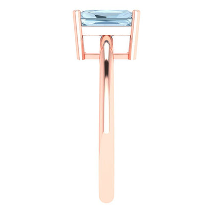 1.75 cttw Zirconia Simulated Blue Diamond Solitaire  Engagement Ring - Solid Gold (VVS1, Radiant Cut,7.5x5.5mm)