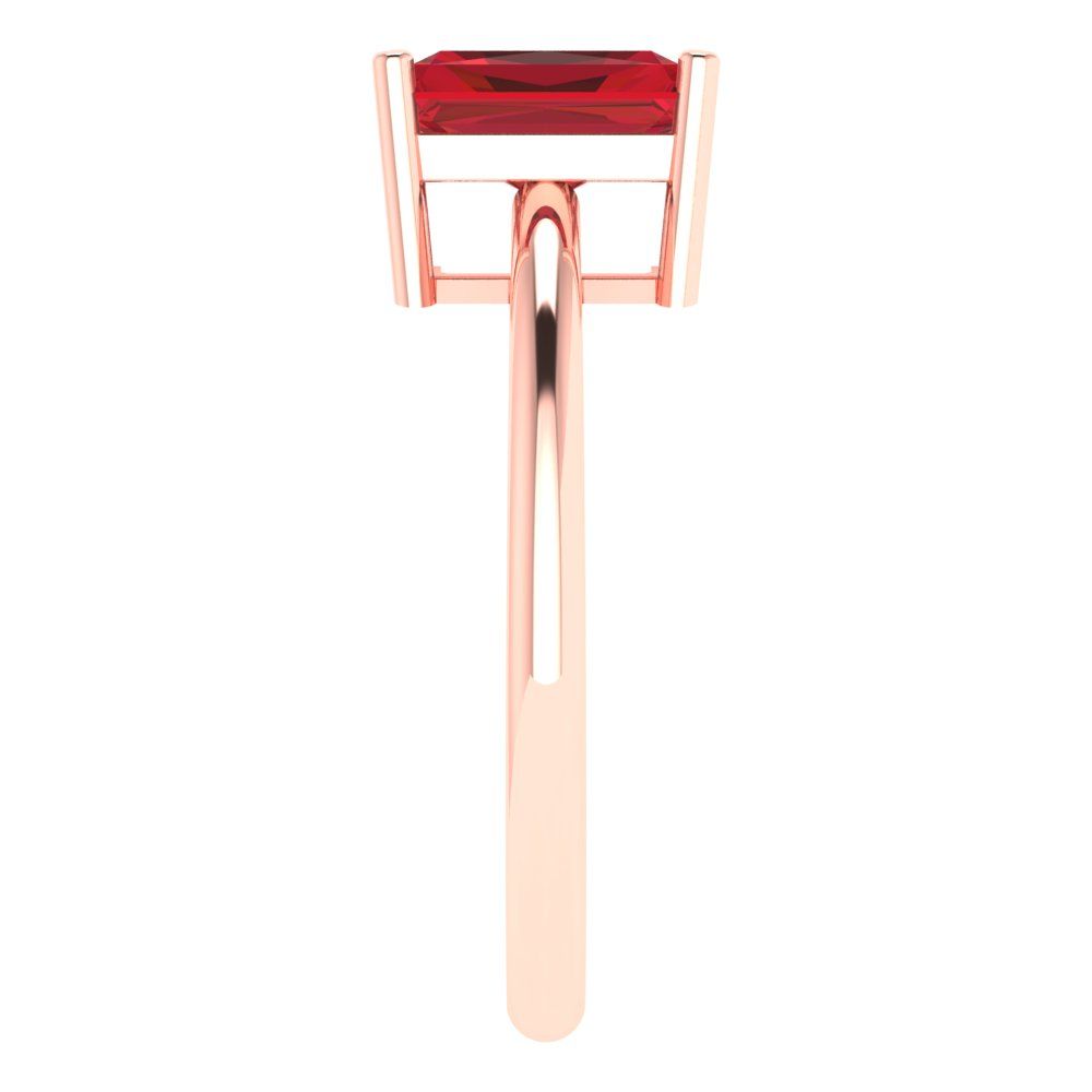 1.75 cttw Simulated Ruby Solitaire  Engagement Ring - Solid Gold (Radiant Cut,7.5x5.5mm)