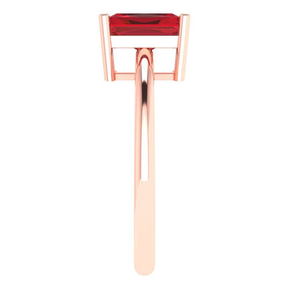 1.75 cttw Simulated Ruby Solitaire  Engagement Ring - Solid Gold (Radiant Cut,7.5x5.5mm)