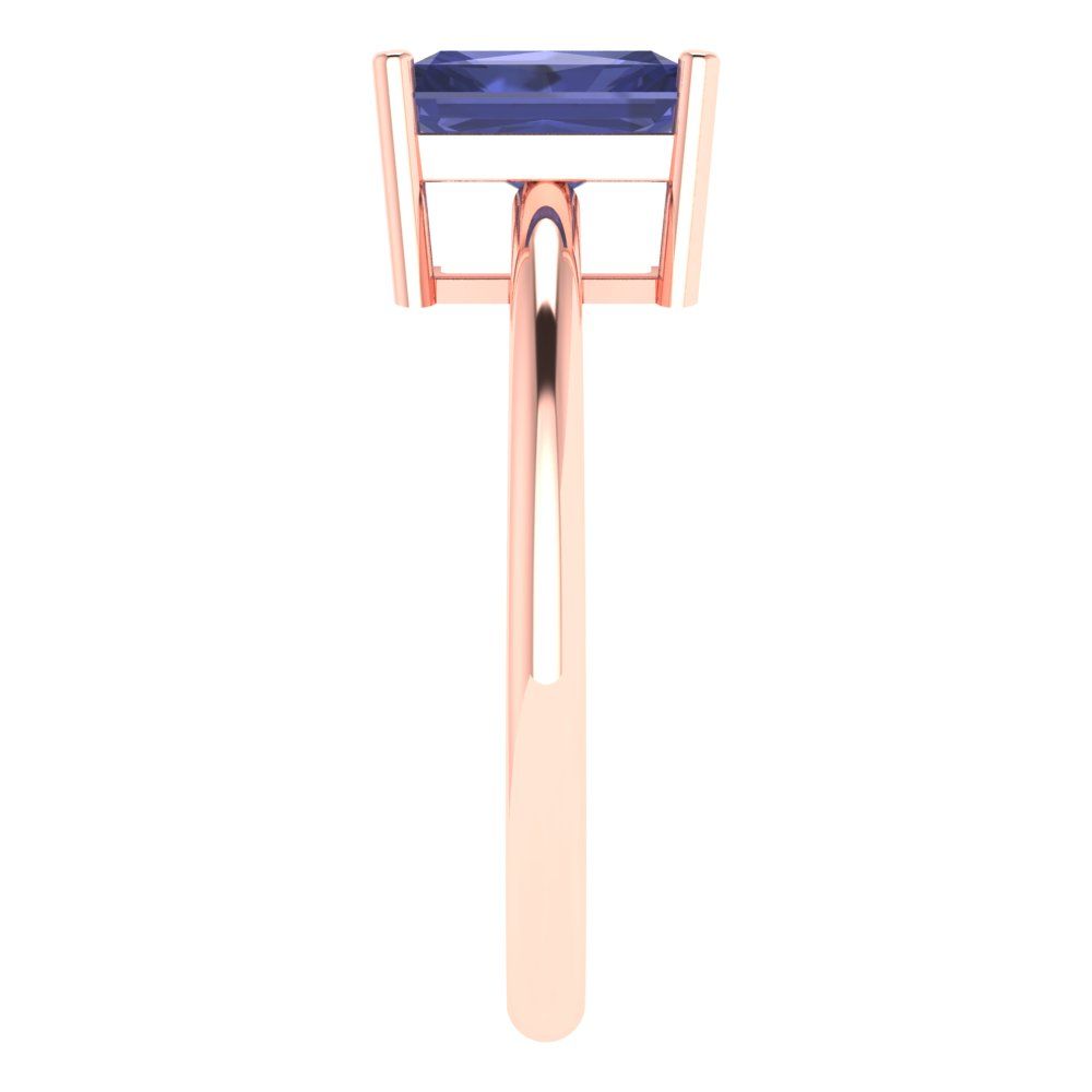 1.75 cttw Simulated Tanzanite Solitaire  Engagement Ring - Solid Gold (Radiant Cut,7.5x5.5mm)