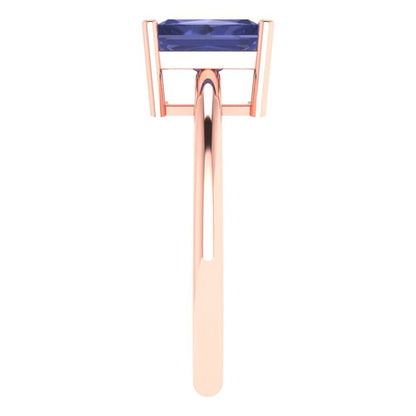 1.75 cttw Simulated Tanzanite Solitaire  Engagement Ring - Solid Gold (Radiant Cut,7.5x5.5mm)