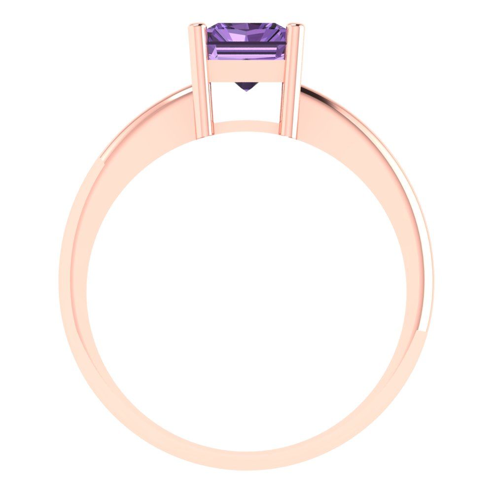 1.75 cttw Simulated Alexandrite Solitaire  Engagement Ring - Solid Gold (Radiant Cut,7.5x5.5mm)