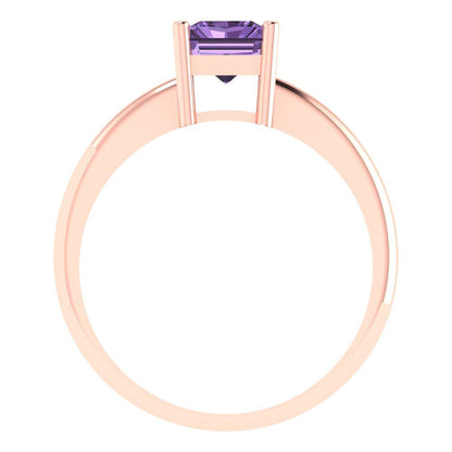 1.75 cttw Simulated Alexandrite Solitaire  Engagement Ring - Solid Gold (Radiant Cut,7.5x5.5mm)