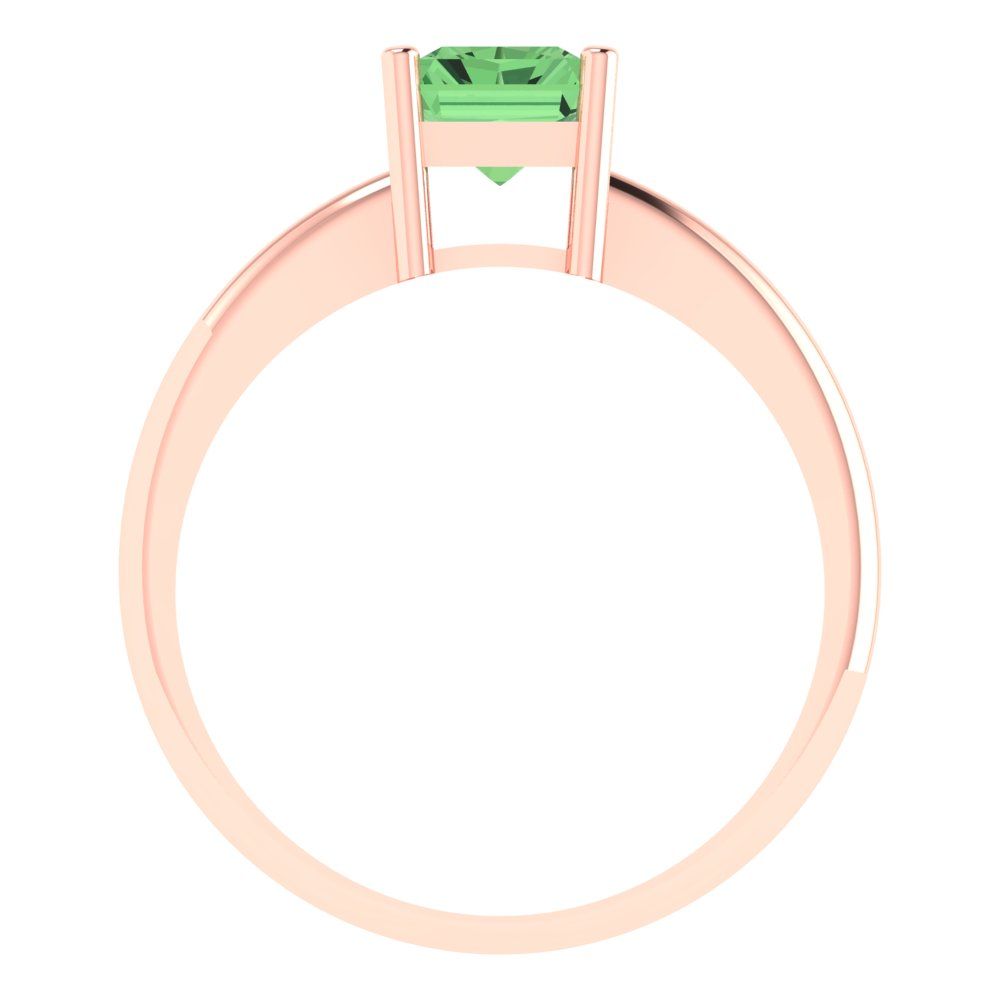 1.75 cttw Zirconia Simulated Green Diamond Solitaire  Engagement Ring - Solid Gold (VVS1, Radiant Cut,7.5x5.5mm)