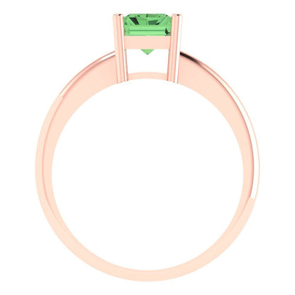 1.75 cttw Zirconia Simulated Green Diamond Solitaire  Engagement Ring - Solid Gold (VVS1, Radiant Cut,7.5x5.5mm)