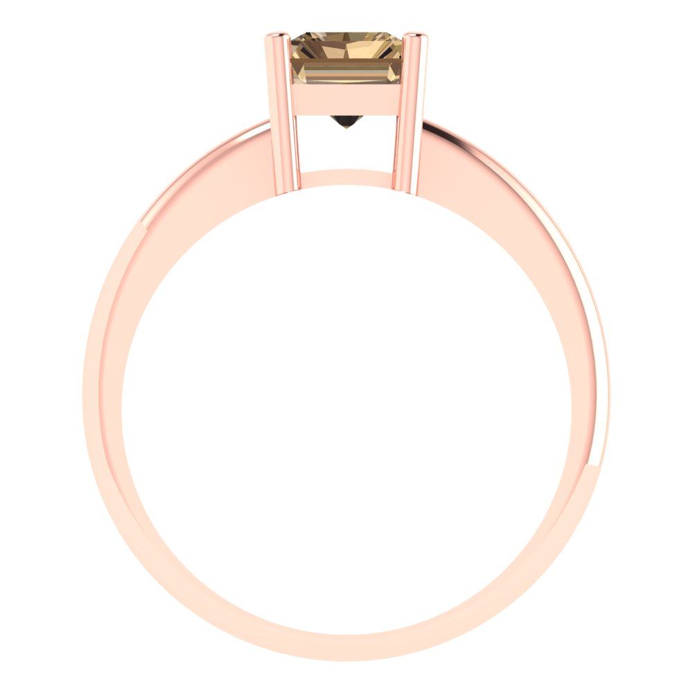 1.75 cttw Zirconia Simulated Champagne Diamond Solitaire  Engagement Ring - Solid Gold (VVS1, Radiant Cut,7.5x5.5mm)