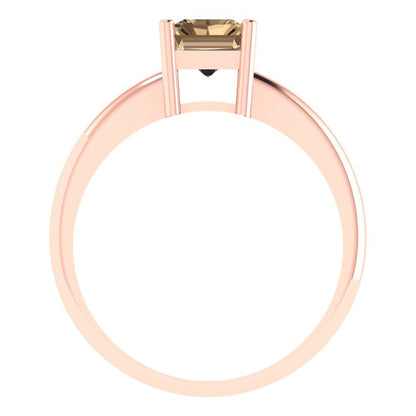 1.75 cttw Zirconia Simulated Champagne Diamond Solitaire  Engagement Ring - Solid Gold (VVS1, Radiant Cut,7.5x5.5mm)