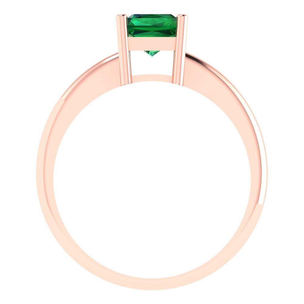 1.75 cttw Simulated Emerald Solitaire  Engagement Ring - Solid Gold (Radiant Cut,7.5x5.5mm)