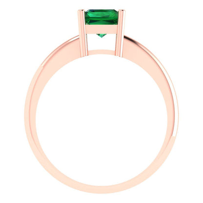 1.75 cttw Simulated Emerald Solitaire  Engagement Ring - Solid Gold (Radiant Cut,7.5x5.5mm)
