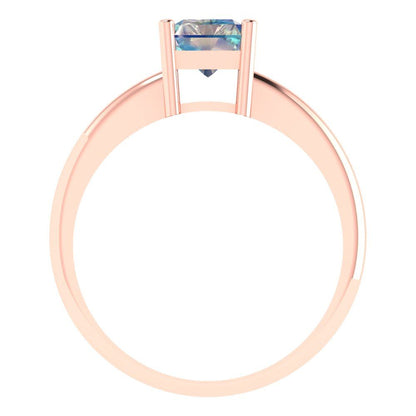 1.75 cttw Blue Moissanite Solitaire  Engagement Ring - Solid Gold (Radiant Cut,7.5x5.5mm)