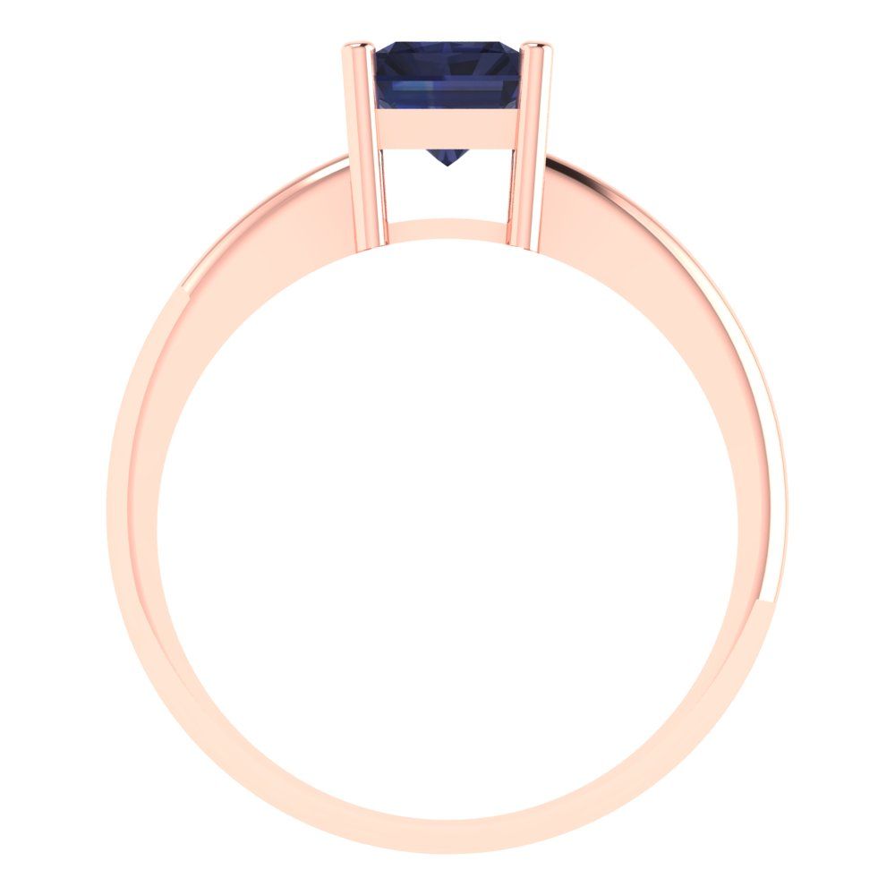 1.75 cttw Simulated Blue Sapphire Solitaire  Engagement Ring - Solid Gold (Radiant Cut,7.5x5.5mm)