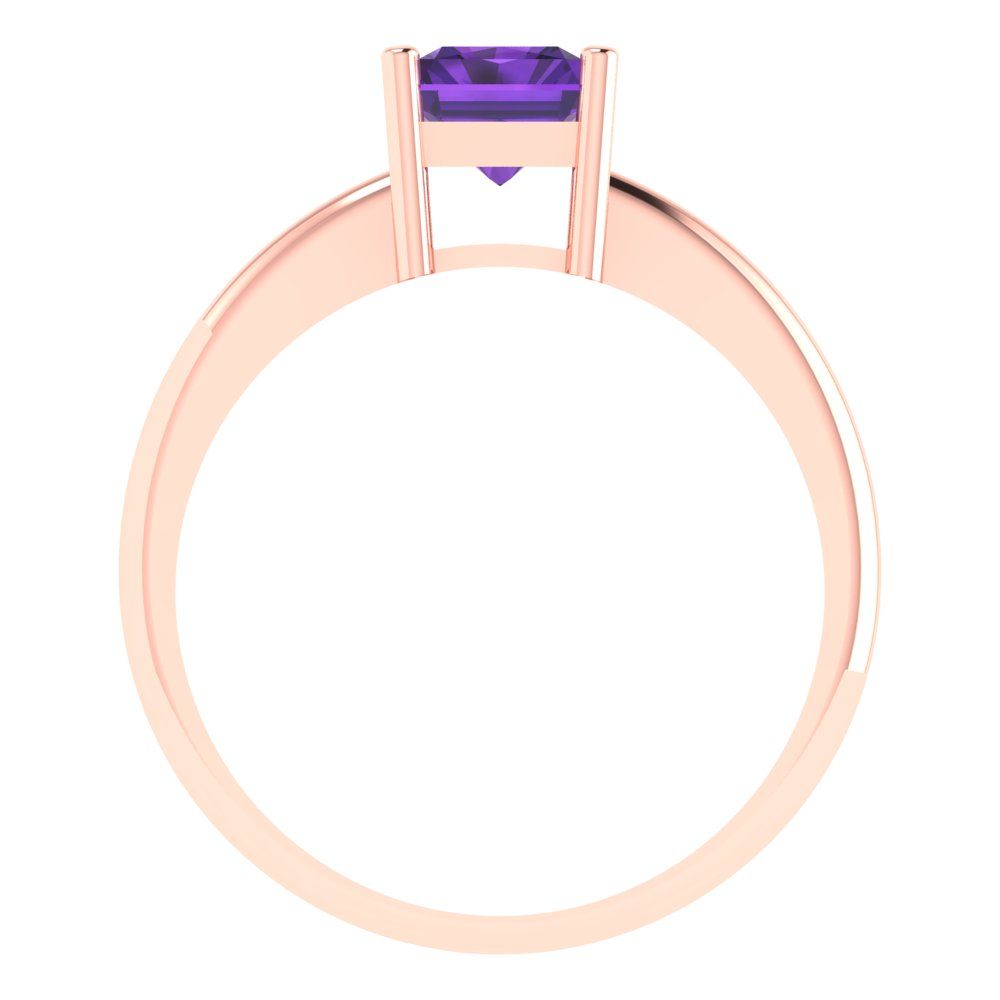 1.75 cttw Natural Amethyst Solitaire  Engagement Ring - Solid Gold (Radiant Cut,7.5x5.5mm)