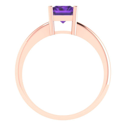 1.75 cttw Natural Amethyst Solitaire  Engagement Ring - Solid Gold (Radiant Cut,7.5x5.5mm)