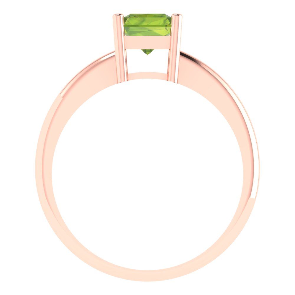 1.75 cttw Natural Peridot Solitaire  Engagement Ring - Solid Gold (Radiant Cut,7.5x5.5mm)