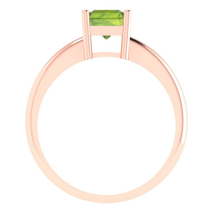 1.75 cttw Natural Peridot Solitaire  Engagement Ring - Solid Gold (Radiant Cut,7.5x5.5mm)