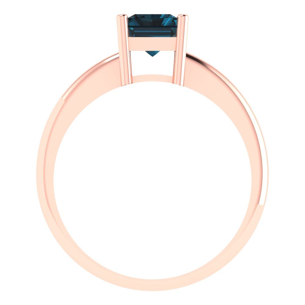 1.75 cttw Natural London Blue Topaz Solitaire  Engagement Ring - Solid Gold (Radiant Cut,7.5x5.5mm)