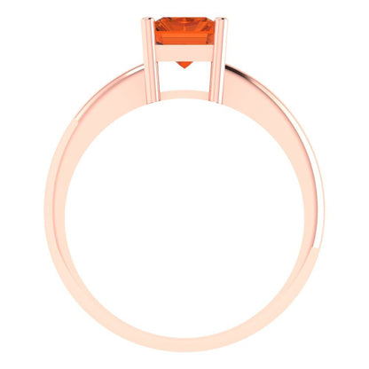 1.75 cttw Simulated Pink Tourmaline Solitaire  Engagement Ring - Solid Gold (Radiant Cut,7.5x5.5mm)