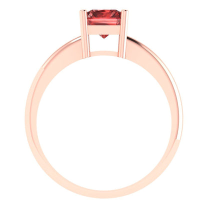 1.75 cttw Natural Garnet Solitaire  Engagement Ring - Solid Gold (Radiant Cut,7.5x5.5mm)