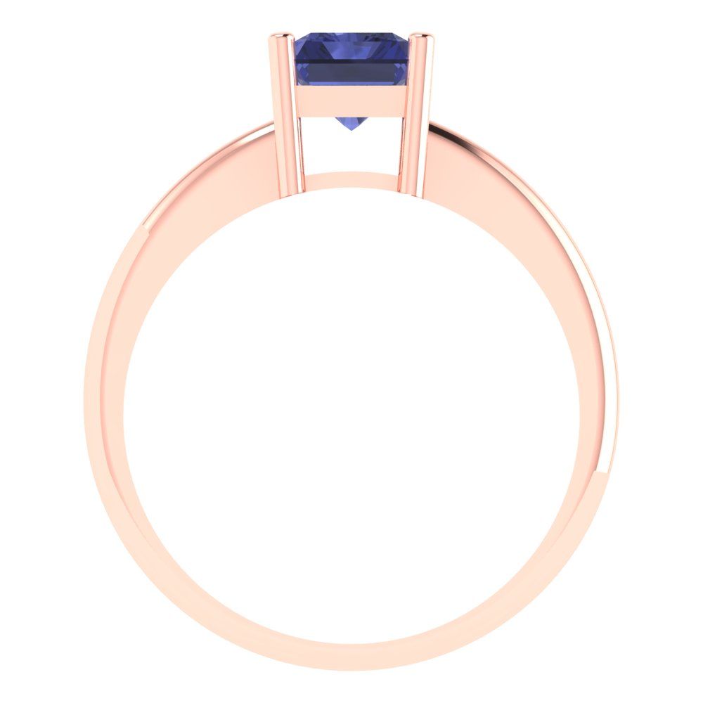 1.75 cttw Simulated Tanzanite Solitaire  Engagement Ring - Solid Gold (Radiant Cut,7.5x5.5mm)