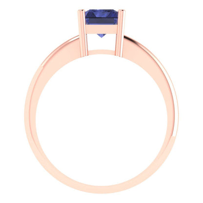 1.75 cttw Simulated Tanzanite Solitaire  Engagement Ring - Solid Gold (Radiant Cut,7.5x5.5mm)