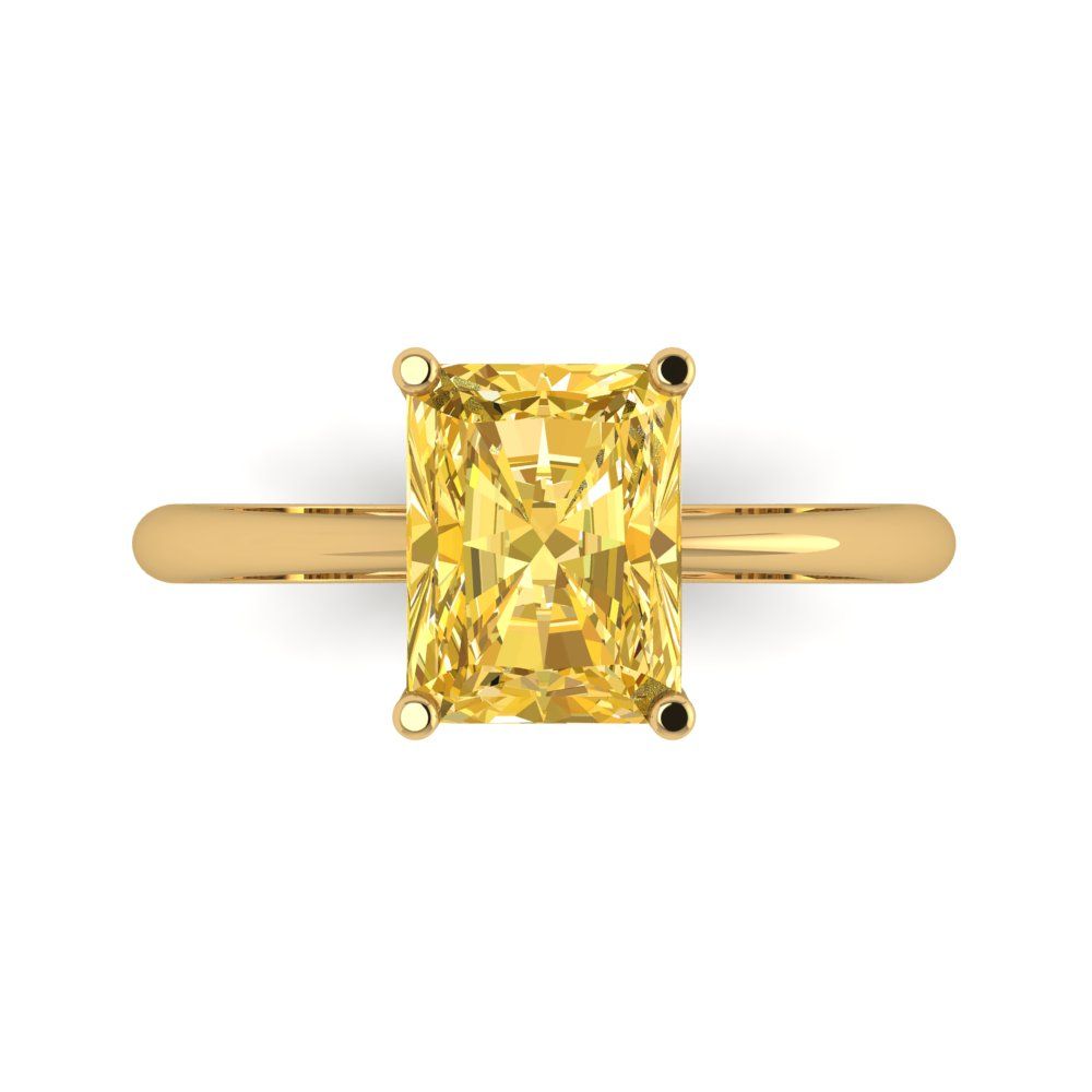 2.5 cttw Natural Citrine Solitaire  Engagement Ring - Solid Gold (Radiant Cut,8.5x6.5mm)