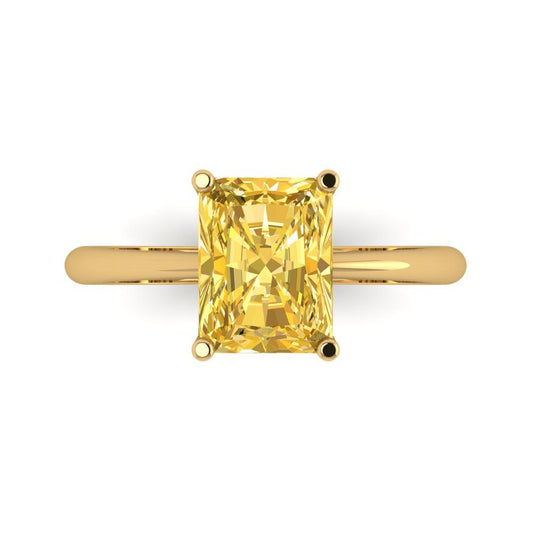 2.5 cttw Natural Citrine Solitaire  Engagement Ring - Solid Yellow Gold (VVS1, Radiant Cut,8.5x6.5mm)