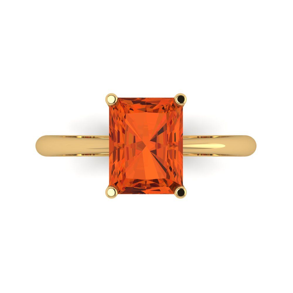 2.5 cttw Zirconia Simulated Red Diamond Solitaire  Engagement Ring - Solid Gold (VVS1, Radiant Cut,8.5x6.5mm)