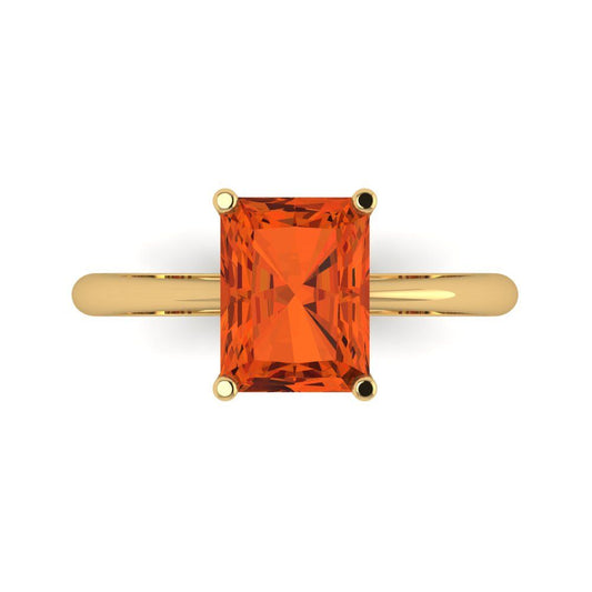 2.5 cttw Zirconia Simulated Red Diamond Solitaire  Engagement Ring - Solid Yellow Gold (VVS1, Radiant Cut,8.5x6.5mm)