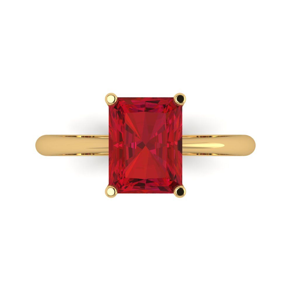 2.5 cttw Simulated Pink Tourmaline Solitaire  Engagement Ring - Solid Gold (Radiant Cut,8.5x6.5mm)