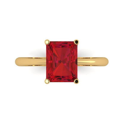 2.5 cttw Simulated Pink Tourmaline Solitaire  Engagement Ring - Solid Gold (Radiant Cut,8.5x6.5mm)