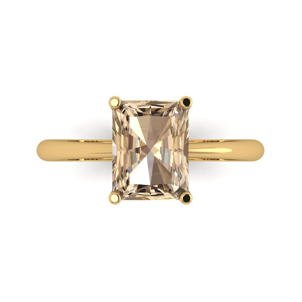 2.5 cttw Yellow Moissanite Solitaire  Engagement Ring - Solid Gold (Radiant Cut,8.5x6.5mm)