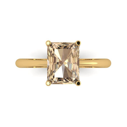 2.5 cttw Yellow Moissanite Solitaire  Engagement Ring - Solid Gold (Radiant Cut,8.5x6.5mm)